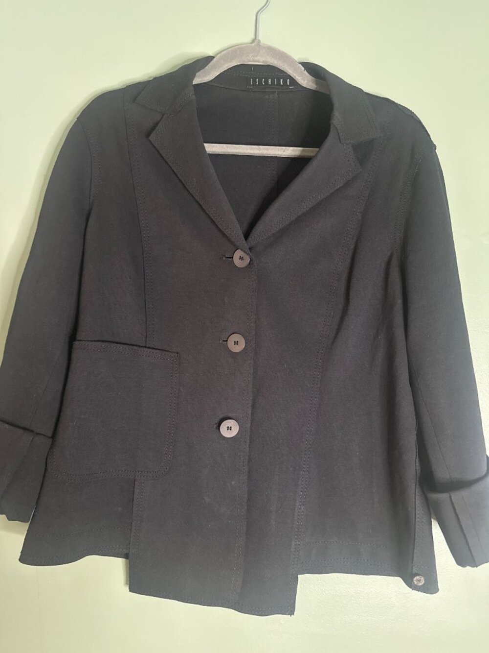 Ischiko Black Knit Blazer Women's 10 Old Money Preppy Academia Business Fall